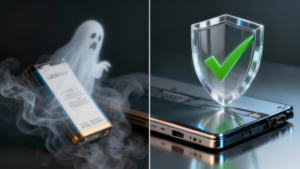 Montagem comparativa mostrando uma bateria antiga e "viciada" de um lado, e uma bateria de íon-lítio moderna e saudável do outro.